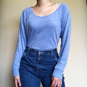VS Pink Heather Blue Slouchy Long Sleeve Top
